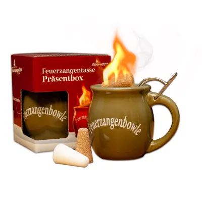 Produktbild von Feuerzangentasse 1er-Set | oliv | Feuerzangenbowle-Set | Präsentbox