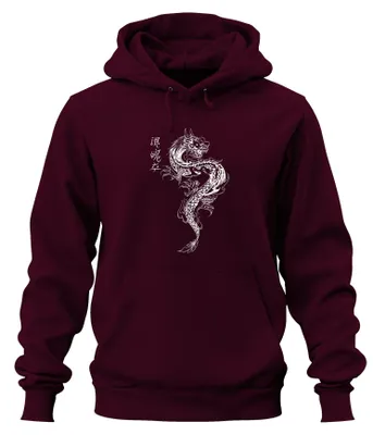 Produktbild von Japanischer Drache Irezumi Orientalischer Drache Asien Hoodie Kapuzenpullover, Burgundy, 3XL