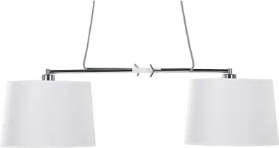 Obrázok produktu pre BELIANI Závesná lampa biela a strieborná kovová 2 textilné tienidlá minimalistický dizajn osvetlenie do interiéru