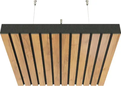Produktbild von 2er-Pack – Decken-Akustikpaneele mit Montageset | Abgehängtes Akustikpaneel mit Schallabsorption und Diffusion |SLATO | Eiche]