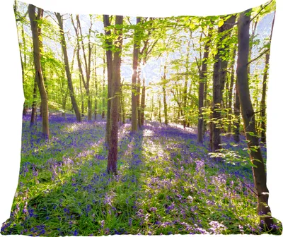 Produktbild von MuchoWow® Zierkissen Sofakissen Wohnzimmer Dekokissen 40x40 cm Wald - Blumen - Lavendel - Foto Kissen - Schlafzimmer Dekoration