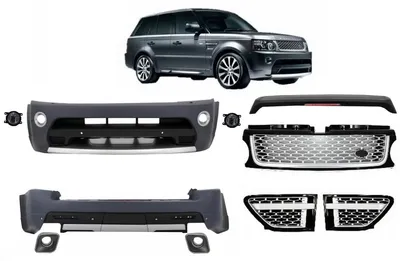 Imagen del producto de Kit para Rover Sport L320 (rediseñado) de 2009 a 2013, estilo Autobiography, color , con rejilla plateada.