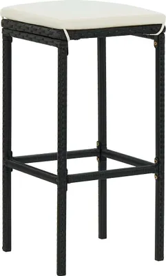 Immagine prodotto di Sgabello da bar con cuscino 2 pezzi in polirattan nero