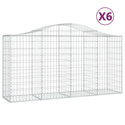 Produktbild von Gabionen mit Hochbogen 6 Stk. 200x50x100/120cm Verzinktes Eisen