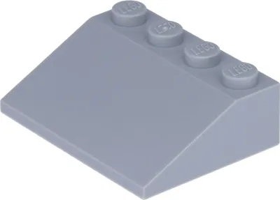 A single light gray LEGO brick is shown from a diagonal angle against a light gray background.