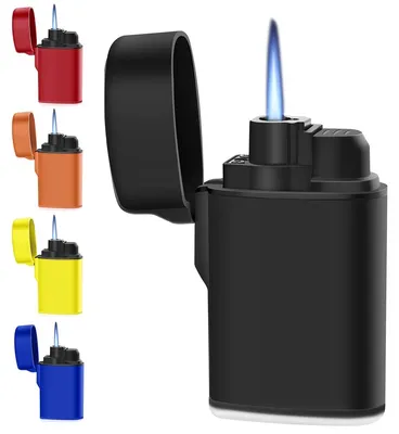 Immagine prodotto di Accendino a gas - Mini torcia a getto - Antivento - Nero opaco, 5 pezzi - Per candele, barbecue e camino