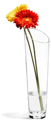 Produktbild von Leonardo Dynamic Vase, hohe schmale Bodenvase für Blumen oder Deko aus Klarglas, mit abgeschrägter Öffnung, 40 x 12,5 x 12,5 cm, 1,2 kg, 2,4 l