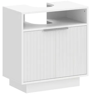 Immagine prodotto di Mobile Sotto Lavabo Bagno con Ripiano Interno Regolabile e Ripiano Aperto, in Legno, 60x33x63 cm, Bianco