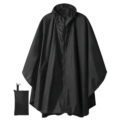 Produktbild von Leicht Regenponcho Wasserdicht Regenjacke  3 in 1 Multifunktions Regencape, Schwarz