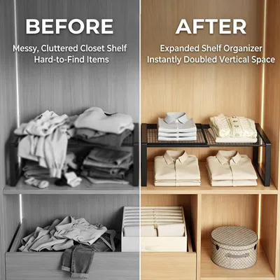 Image de Elzusha - Étagères réglables pour armoire - Étagères extensibles de 38 à 62 cm