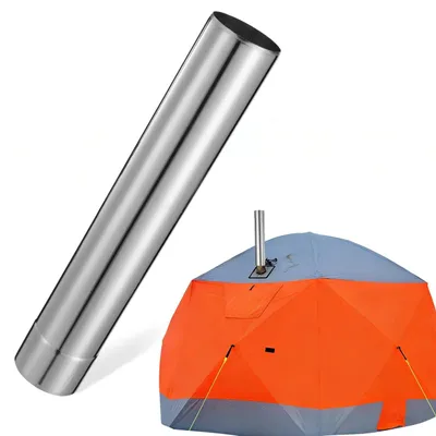 Imagen del producto de Chimenea de acero inoxidable para estufa de tienda, tubo de extensión de 76 mm x 424 mm