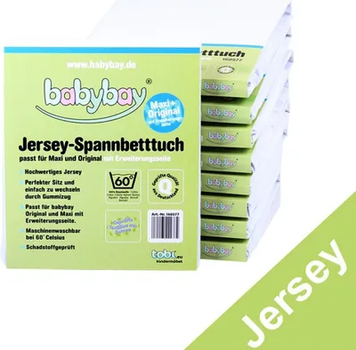 Produktbild von babybay Jersey Spannbetttuch Deluxe passend für Modell Verlängerungsseite Original, Maxi, Midi und Boxspring, weiß