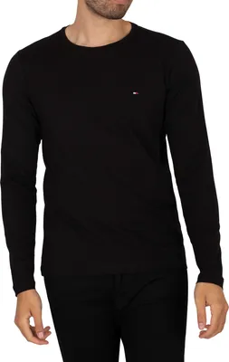 Produktbild von Tommy Hilfiger Herren Slim Fit Langarm-T-Shirt mit Stretch, Schwarz S