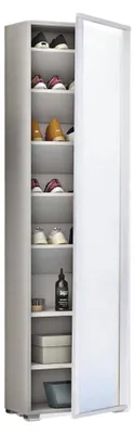 Produktbild von Schuhregal Dcandel, Mehrzweck - Dielenmöbel mit Spiegeltür, Moderner Schuhschrank mit 7 Einlegeböden, 100%  Italy, 50x32hx182 cm, Weiß