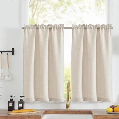Produktbild von Küchengardinen Set 2teilig 71x61cm Leinenoptik