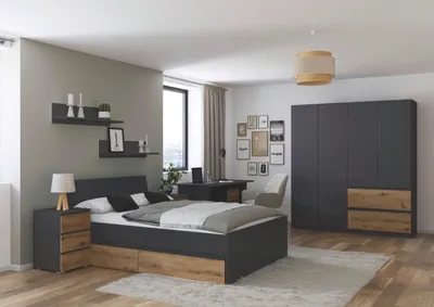 Produktbild von Jugendzimmer Joel 4trg Kleiderschrank in Grau Metallic und Artisan Eiche – Das perfekte Kinderzimmer