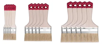 Imagen del producto de Set de 15 pinceles planos Hardy, tamaños 25/50/75 mm, serie 40, pinceles para pintura con mango de madera, aptos para lacas