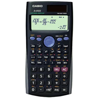 Produktbild von Casio FX-85ES PLUS, Tasche, Wissenschaftlicher Taschenrechner, 2 Zeilen, Batterie/Solar, Schwarz