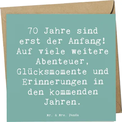 Produktbild von Mr. & Mrs. Panda Klappkarte Spruch 70. Geburtstag Beginn - Meeresbrise - Geschenk, unvergessliches Erlebnis, besonderer Tag, faltkarte, anlasskarte, Happy Birthday, Alter