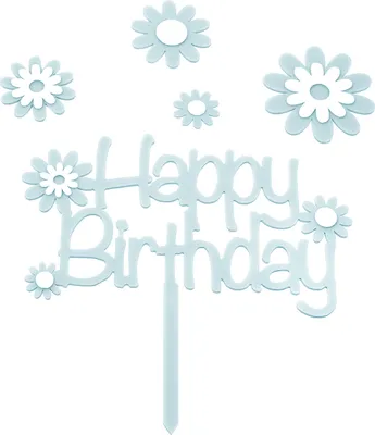 Produktbild von Oblique Unique Torten Topper Kuchen Muffin Cupcake Aufsatz Happy Birthday Kinder Geburtstag Jubliäum Deko - blau