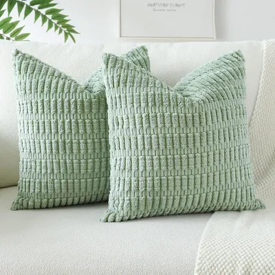 Produktbild von Kissenbezüge Kordsamt 2er Set Bohnengrün 45x45 cm