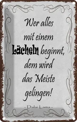 Produktbild von vianmo Blechschild 30x20 cm wer alles mit Lächeln beginnt Dekoration Spruch Zitat