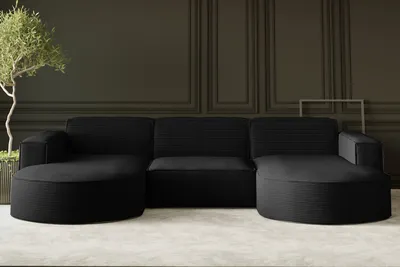 Produktbild von Kaiser Möbel Ecksofa Designer MODENA U STUDIO stoff Dicker cord Poso Schwarz