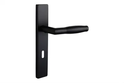 Produktbild von Lavuzo Türgriff Ascoli Schwarz mit rechteckigem Schild SL72 - Pro Set