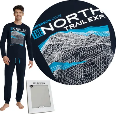 Produktbild von Henderson Herren Schlafanzug Langarm + Pyjamahose 40953-59X ICICLE, Farbe: Dunkelblau, Große: XL