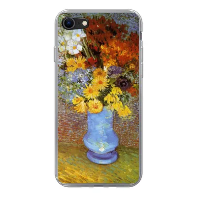 Produktbild von MuchoWow® Handyhülle Schutzhülle Hülle für iPhone SE 2020 Vase mit Gänseblümchen und Anemonen - Vincent van Gogh Silikon Softcase Handy Hülle - Kartenbesitzer