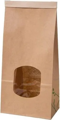 Produktbild von Papiertüte mit PLA-Sichtfenster, 2500 ml, 11,5 x 7 x 25 cm, 50 Stück.