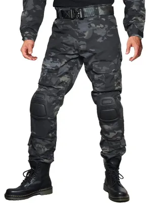 Immagine prodotto di Pantaloni cargo tattici da uomo FICUHGOC, grigi, con protezioni per le ginocchia, taglia 40