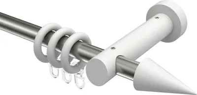 Produktbild von Interdeco Gardinenstange / Vorhangstange Edelstahl / Weiß, Typ Talena Siveo (Kegel), 20 mm Ø 1-läufig, 440 cm