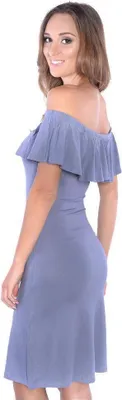 Produktbild von Damen Sommerkleid Off-Shoulder Trägerlos; Grau 2XL/3XL