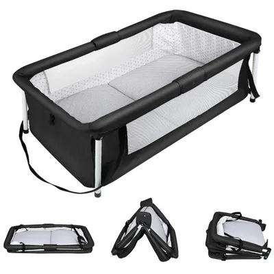 Produktbild von Faltbares Baby Reisebett Babybett Beistellbett inkl. Matratze-Geeignet für Babys Portable Reisebettzelt 90x50x35cm Schwarz