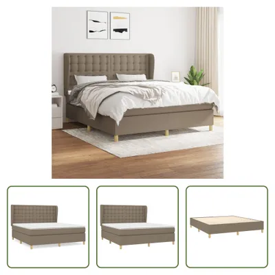 Produktbild von The Living Store Boxspringbett mit Matratze Taupe 160x200 cm Stoff
