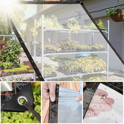 Produktbild von Peviasot 2x Transparente Plane mit Ösen wasserdichte Abdeckplane aus PE wetterfest und UV-beständig für Garten Balkon Terrasse Gewächshaus und Pavillon 3 × 4 m