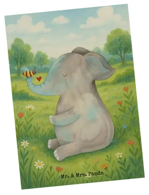 Produktbild von Mr. & Mrs. Panda Postkarte Elefant Biene Design - Weiß - Geschenk, Ansichtskarten, Fotokarte, Ansichtskarte, Liebe, Lustige Sprüche, Grußkarte, Heiratsantrag, Postkarten