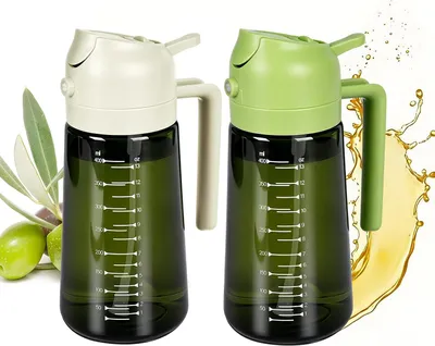 Zdjęcie produktu dla Butelka na olej w sprayu, pojemność 500 ml, biało-zielona, do użytku w kuchni