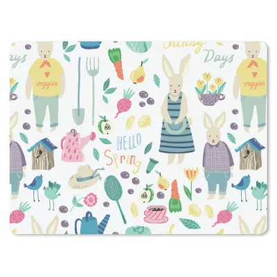 Produktbild von MuchoWow® Mauspad Mousepad Muster - Kaninchen - Frühling - Garten 40x30 cm - Mousepads - Maus Mat - Pad - Mausunterlage - Anti Rutsch