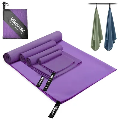 Image de Lot de 4 serviettes en microfibre - Séchage rapide et légères