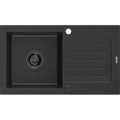 Obrázek produktu pro Mexen Pablo 1-miskový granitový dřez s odkapávačem 752 x 436 mm, Černá/Stříbrná kovová, sifon Černá - 6510751010-73-B