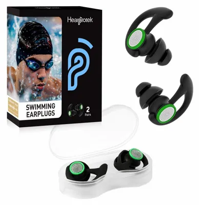 Immagine prodotto di Tappi per le orecchie da nuoto, 2 paia, in silicone, impermeabili, neri, per adulti