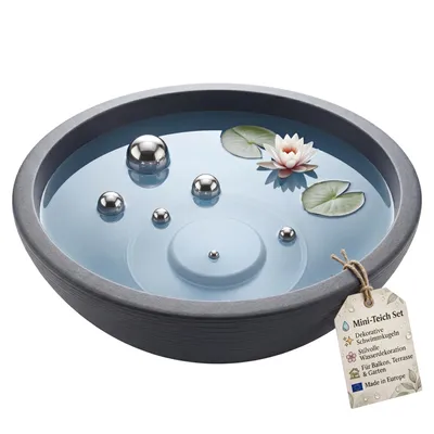 Produktbild von BigDean XL Miniteich Brunnen Set Schale mit Teichkugeln innen und außen Komplettset 60cm Durchmeseser
