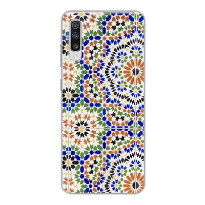Produktbild von MuchoWow® Handyhülle Schutzhülle Hülle für Samsung Galaxy A70 Ein Mosaikdetail mit vielen verschiedenen Formen Silikon Softcase Handy Hülle - Schutzhaube