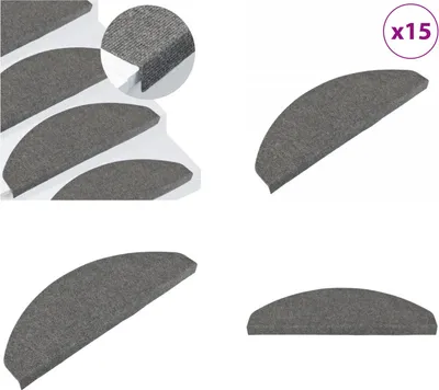 Immagine prodotto di vidaXL Tappetini per gradini Autoadesivi 15 pezzi 65x22,5x3,5 cm Grigio - Tappetino per scale - Tappetino per gradini - Tappetini per gradini