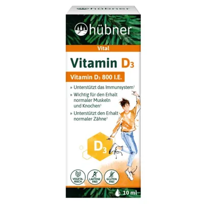 A product box for Vitamin D3 drops with illustrations and text.