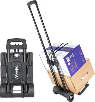 Image de Mini-chariot à sacs, pliable, chariot à bagages avec roues, pratique, portable, facilement extensible, grand châssis