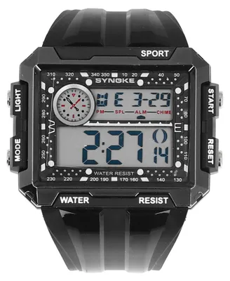 Obrázek produktu pro Digitální sportovní hodinky, vodotěsné do 50 metrů, obdélníkový tvar, velké displej, ukazují čas ve formátu 12/24 hodin, LED podsvícení, náramkové hodinky