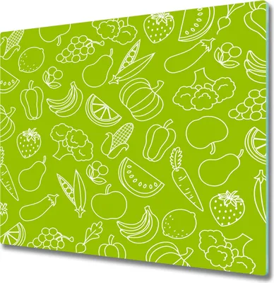 Produktbild von Glas Herdabdeckplatte 60x52 cm Spritzschutz Glasabdeckplatte Schneidebrett Obst und Gemüse